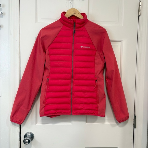 Columbia Flash Forward Hybrid Puffer Jacket 650 Fill Red Winter Coat Ski Hiking - Picture 1 of 13